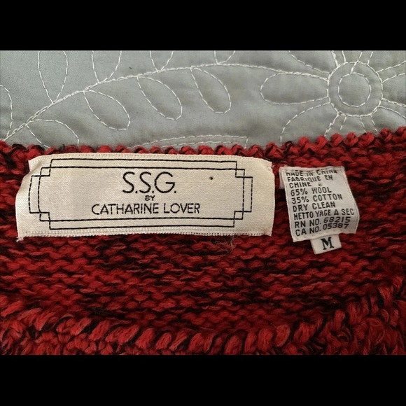 S.S.G. Catharine Lover Size M Red Wool Cotton Retro Vintage Sweater - Picture 6 of 7